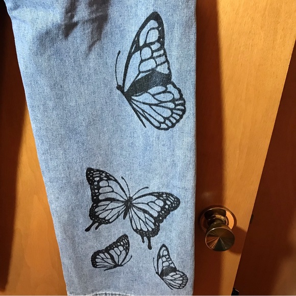 Butterfly 🦋 boho women’s jeans high rise wide leg size 12 - Picture 2 of 16